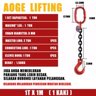 AOGE Chain Sling 1Legs /1T/2T/3T/4.7T/6.4T Chain 1-2-4 feet Crane Chain Drum Lifter Clamp Bucket Bar