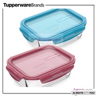Tupperware PREMIAGLASS Rectangular (1pc only) 1.0L with Gift Box Bekas Kaca Glass Container Microwave Oven Bake Baking