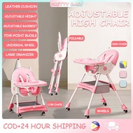 High Chair for Baby Feeding with Adjustable Tray Foldable Baby Chair with Wheels 6 - 36 Months