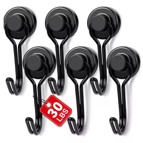 Heavy Duty Magnetic Hooks Strong Neodymium Magnet Hook Black Silver Swivel Hook Kitchen Refrigerator