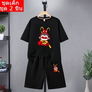 K2094+DD337 {Set Of 2 Pieces} Children's T-Shirt + Shorts Cute Cartoon Printed Soft Fabric Not Saggi