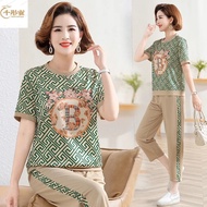 Summer 2025 Leisure Sport Short-Sleeve T-Shirt Set for Women