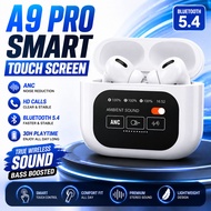 A9 Pro Smart Touch Screen Earbuds Bluetooth 5.4 ANC Noise Reduction Wireless Earphones with Mic