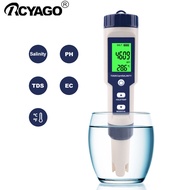 RCYAGO PHมิเตอร์ดิจิตอล 5 IN1 PH Meter & เครื่องวัดความเค็ม ตัววัดความเค็มของน้ำเกลือ PH/TDS/EC/sali