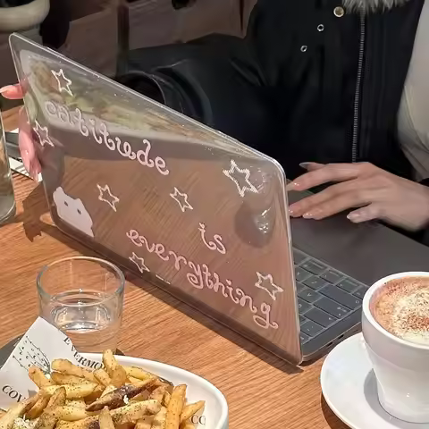 Stars English Cat Y2K Shining Laptop Case For Macbook Air 13.6 M4 NEO 15 M3 Glitter Cover For Mac Bo
