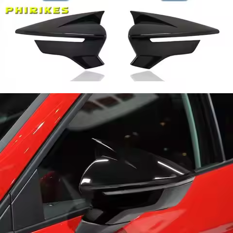 Carbon Fiber Black Car Rear View Door Wing Side Mirror Cover Caps Shell Case For Seat Leon Lion 5F I