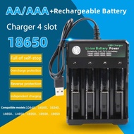 18650 Battery AAA / AA Rechargeable Battery Universal Smart Fast Charger USB 4 Slot Charger Lithium 