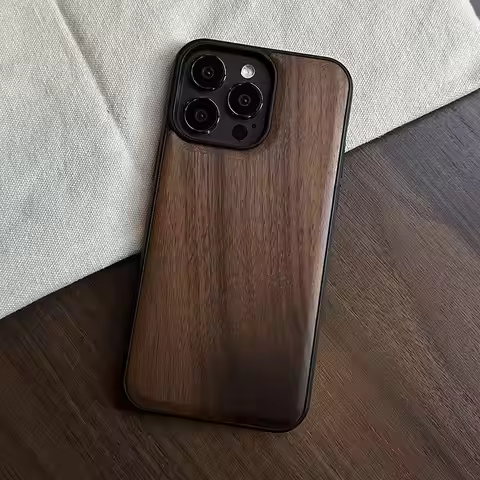 Compatible with iPhone 11/12/13/14/15/16 – Handmade Walnut Wood Protective Case