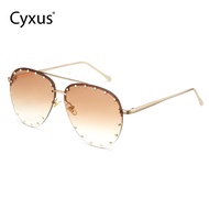 Cyxus Frameless แว่นกันแดดสำหรับผู้หญิงผู้ชายพังค์ Rivet Shades แฟชั่นคางคก Shades กรอบโลหะ Sunnies