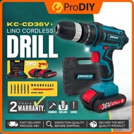 PRO-EKCO Lino Cordless Drill Hammer Screw KC-CD36V FREE 2 Battery 29pcs Accessories 2-Speed Impact w