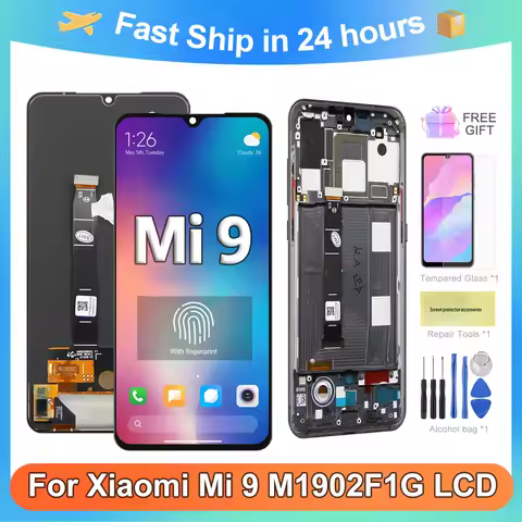 For Xiaomi Mi 9 For AMOLED Mi9 M1902F1G Tested LCD Display Touch Screen Digitizer Assembly Replaceme