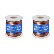 (RUFO) 2X 99.9% Dead Soft Copper Wire, 20 Gauge/ 0.8 mm Diameter, 328 Feet/ 100 , 1 Pound Spool Pure