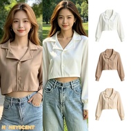 Vintage 90s Crop Long Sleeve Shirt Street Style Fashion