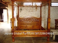 dipan tempat tidur jati kanopi ( duco, meja makan, kursi sofa )