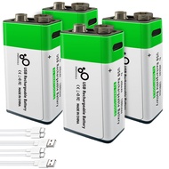 CAMELCELL 4 Pack 9v Batteries,9 Volt Battery for Smoke Alarms,9v Battery for Smoke Detector, USB Typ