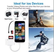 4 合 1 USB 讀卡機 Lighting 轉 USB C 轉 USB 隨身碟、SD、TF 記憶卡 OTG 纜線轉接器充電轉換器適用於 iPhone 1962 2ndckp lfmckp 4 in 
