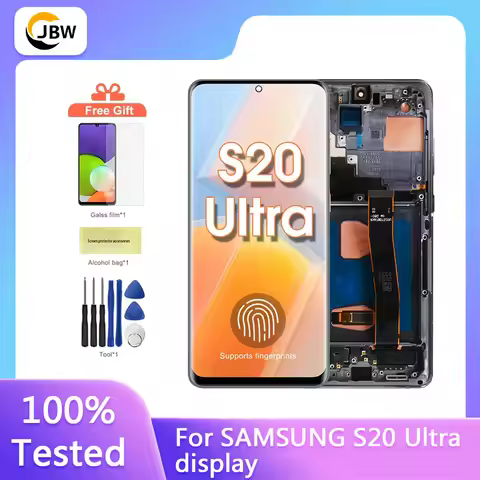 NEW AMOLED LCD For Samsung Galaxy S20 Ultra 5G LCD Display For Samsung S20 Ultra G988 Touch Screen R