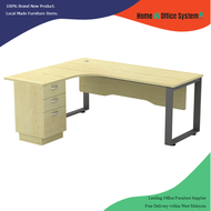 5 X 5 L Shape Office Table with 2D1F Pedestal + Square Metal Leg - Home And Office System -SQWL Seri