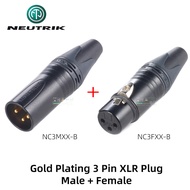 Neutrik 3ขา XLR ปลั๊กตัวเมียตัวผู้ชุบทอง/เงิน3ขั้วตัวเชื่อมต่อสายเคเบิลเสียงไมโครโฟน NC3MXX NC3MXX-B