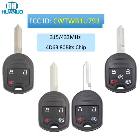 OHHUANUO 3/4/5 Buttons Remote Key Fob for-Ford F150 250 350 2004-2010 315/433MHz with 4D63 80bit Chi