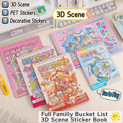 Creative Cartoon 3D Landscape Sticker Book DIY Miniature House Sticker Cabin Scene PET Cabin Scene P