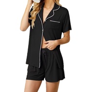 A ai2 Cardigan Pajamas Casual Lapel Ladies Homewear Suit Shorts Short Sleeve Two Suits20251121