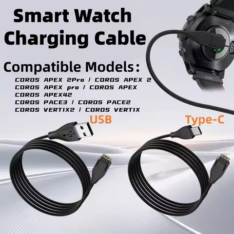 USB A Type-C Charger Cord Smart Watch Charging Cable for Coros Pace 2 3/Coros Apex 2 Pro/Coros Verti