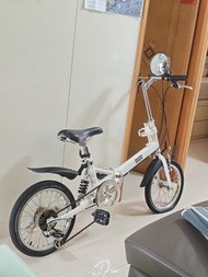 瑞士Kuhn rikon 可折疊單車連後視鏡 White Folding Bicycle with Suspension
