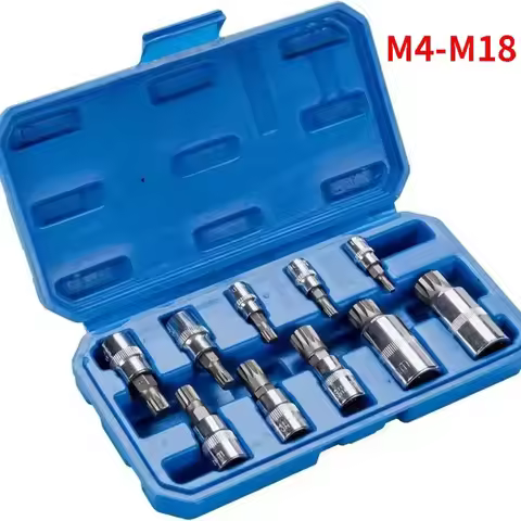 M4-M18 10PCS Professional Point Triple Square Spline Bit Socket Set Tamper Press Batch Sleeve Set Au