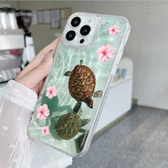 1ชิ้น เคสโทรศัพท์ป้องกันการตกกระแทกแบบใสทำจาก TPU ลาย element ทะเลเต่า สำหรับโทรศัพท์ Apple/Android