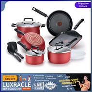 [sg stock] T-fal Tefal 12pc Signature Titanium Advance Nonstick Pots &amp; Pans Cookware Set Saucepan Griddle Dutch Oven