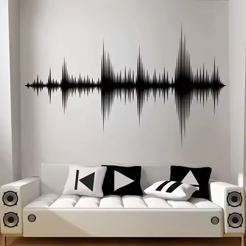 Audio Wave Wall Decal Sound Wave Wall Sticker Recording Studio Music Producer Room Decor Bedroom Wal