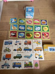 動物配對遊戲卡及交通工具配對卡