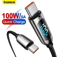 Baseus 100W USB Type-C To Type-C Data Cable 5A Fast Charging For Mi 11 Samsung S21 S20 Support Lapto