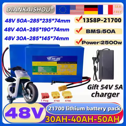 duty-free New 21700 5000mAh lithium battery pack 48V 50Ah 45Ah 40Ah 35Ah 30Ah 2500W motorcycle tricy