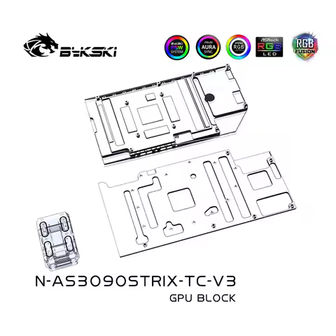 Bykski GPU Block With Active Waterway Backplane Cooler For ASUS ROG STRIX RTX 3090 3080 Gaming , N-A