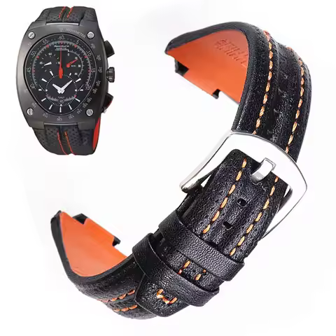 27mm-15mm leather watch strap compatible con for Seiko sportura SNL029P2 SNL021P1 SNA595P2 SNL017P1 