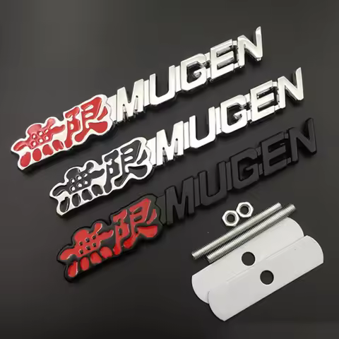 3d Metal Logo Mugen Emblem Letters Car Front Grill Badge For FN2 Accord CRX CRZ EP3 Jazz Mugen Stick