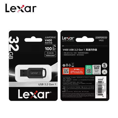 Lexar USB 3.2 V400 64GB Flash Drive Black Pendrive for Computer Up to 100Mb/s Memory Stick U Disk