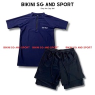 Combo bộ đồ nam tay dài dây kéo phao quần bơi nam 2 layer kín đáo chắc chắn Bikini SG And Sport
