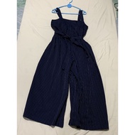 Uniqlo Linen Blend Tucked Jumsuit Striped Size L