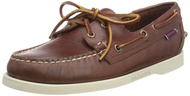 Sebago Portland Waxed Boat Shoes - Handsewn Waxed Leather Moccasins with Leather Sock Lining and Non