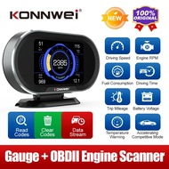 KONNWEI KW206 OBD2 Car On-Board การใช้งานเชื้อเพลิงเครื่องวัดอุณหภูมิน้ำ Tester อ่านล้างรหัสข้อผิดพลาดข้อมูล OBD การวินิจฉัยเกจวัดอุณหภูมิหม้อน้ำ