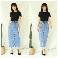 Kyoko Fashion Rok Jeans Joana Long Skirt Snow / Rok Panjang Wanita / Rok Wanita/rok jeans/rok jeans
