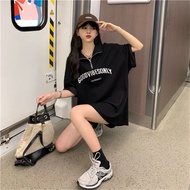 Women's Polo Shirts Short-Sleeved There Is A Cover And Half Zipper. Letter Print Loose Fit Casual Fa