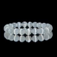 EW New--Natural Transparent Plaster Bracelet Men Women White Opal Ice Ethnic Style Single Circle Cry