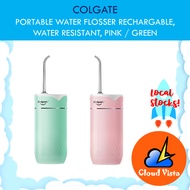 Colgate Portable Water Flosser Rechargeable, Water Resistant, Pink/Green
