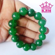 Gelang Pria Wanita Batu Giok Asli Original Warna Hijau 14mm