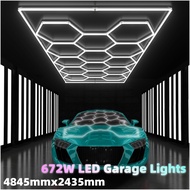 6000K 672W 14 Grid Hexagon Light Garage CAR WASH Lights Ceiling Lighting for Garage Gym Barber Shop 