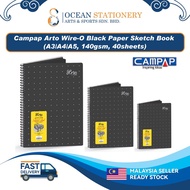 Campap Arto Wire-O Black Paper Sketch Book A3/A5 - 140gsm/40's